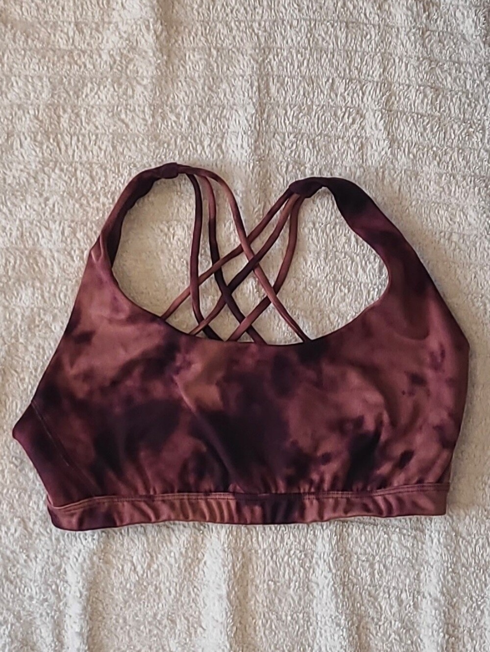 Victoria's Secret Burgundy Tie-Dye Crisscross Sports Bra